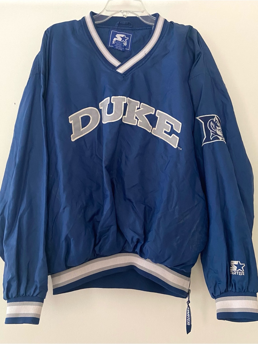 Vintage 90s Duke Blue Devils Starter Windbreaker Size XL Pullover V Neck NCAA